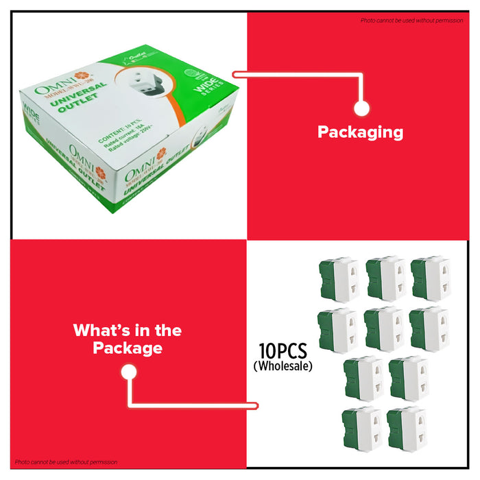 [WHOLESALE] (10PCS) OMNI Universal Outlet 16A WWU-200 •BUILDMATE•