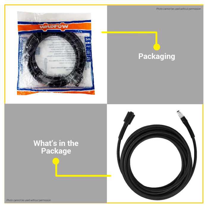 BUILDMATE Wadfow 5m Quick Connector High Pressure Washer Hose 16MPa / 160bar Heavy Duty Power Washer Replacement PVC Water Hose WXN3915 - WHT