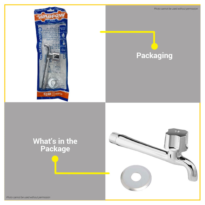 BUILDMATE Wadfow G1/2" Long Body Cold Water Tap Brass Wall Mounted Indoor/Outdoor Extended Spout Faucet WZD2505 - WHT