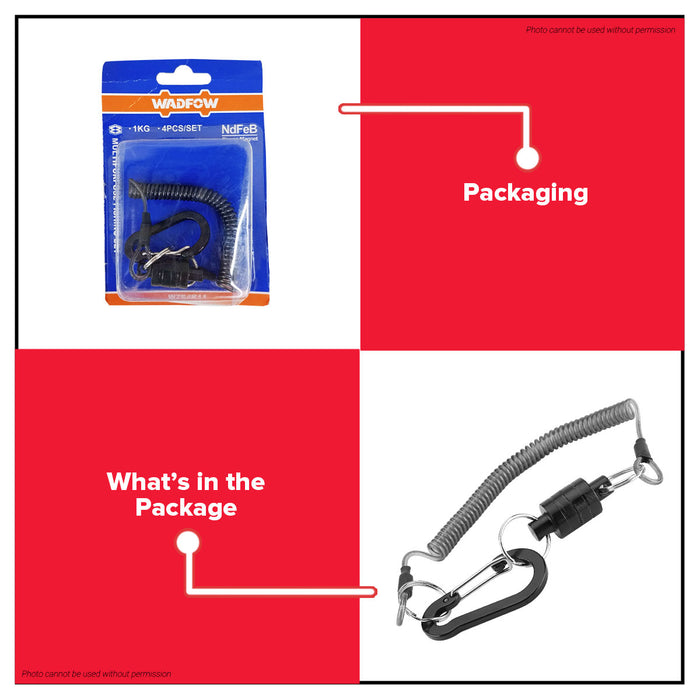 Wadfow 4pcs Multipurpose Fishing Set w/ Neodymium Magnets Outdoor Gear for Fishing, Mountaineering &Hunting WZE4K11 - WHT