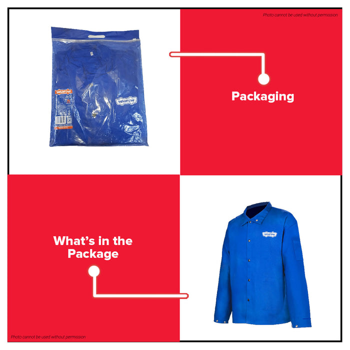 Wadfow L / XL Welding Jacket Flame Retardant Cotton Work Shirt | Fire Resistant Grosgrain Safety Coat w/ Button Closure WZW0103 - WHT