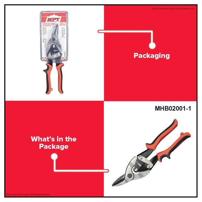 Buildmate x MPT Aviation Tin Snip Left Cut & Right Cut 10" Heavy Duty Metal Shear Tool