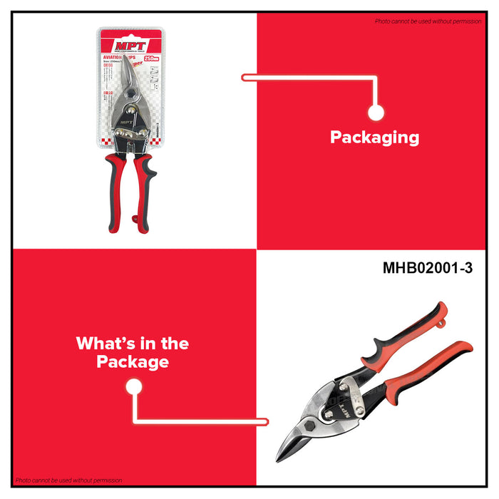 Buildmate x MPT Aviation Tin Snip Left Cut & Right Cut 10" Heavy Duty Metal Shear Tool