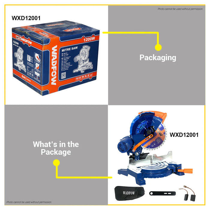 BUILDMATE Wadfow Mitre Saw 1200W / 1400W / 1800W with Dust Bag Wood Cutter Woodworking Cutting Machine Miter Saw  - WPT