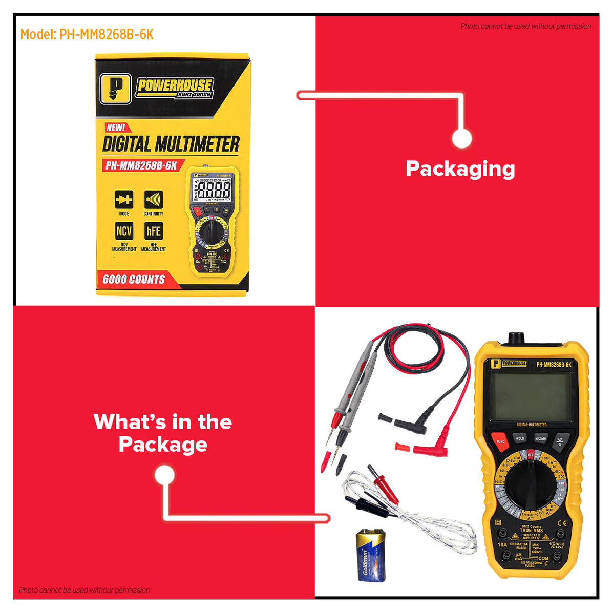 PowerHouse Digital Multimeter 6,000 Counts CAT III 1000V/CAT IV 400V A ...