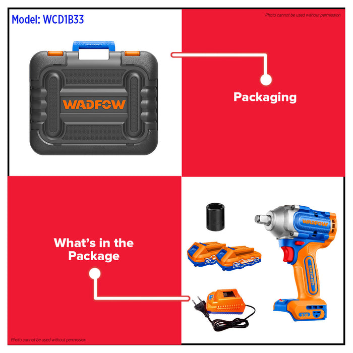 WADFOW Cordless Impact Wrench WCD1B33 WCPT