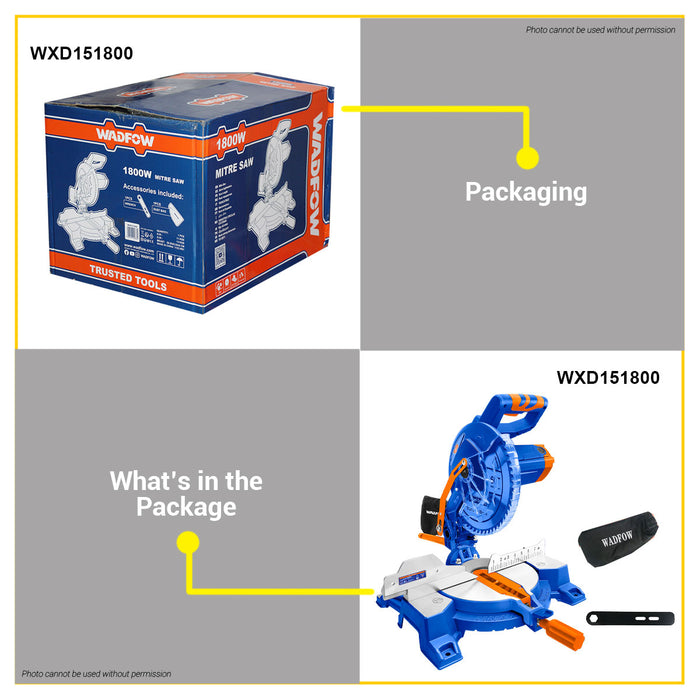 BUILDMATE Wadfow Mitre Saw 1200W / 1400W / 1800W with Dust Bag Wood Cutter Woodworking Cutting Machine Miter Saw  - WPT