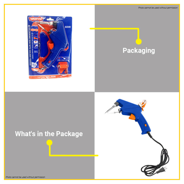 BUILDMATE Wadfow 60W Electric Soldering Gun with Soft Grip Solder Feeder WEL5606 - WHT