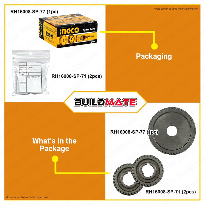 INGCO Gear 1PC | 2PCS/SET [SOLD PER SET] Replacement Part Spare Part for Rotary Hammer RH16008-SP-71 | RH16008-SP-77 •BUILDMATE• ISP