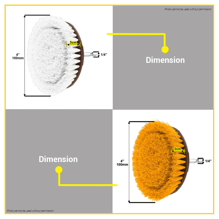INGCO 4" Soft, Meduim and Hard Bristle Brush 100mm 1/4 Hex Shank Drill Cleaning Brush Cleaner Kit WCBS1401 | WCBM1041 | WCBH1401 •BUILDMATE• IHT
