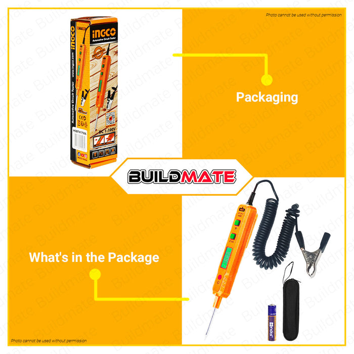 BUILDMATE Ingco Automotive Circuit Test 300V CAT III Pointed Screwdriver Electric Pen AC Voltage Tester Test Light Circuit Tester Pen Voltage Detector Pen Circuit Tester Tool Hand Tool HSDT417506 • IHT