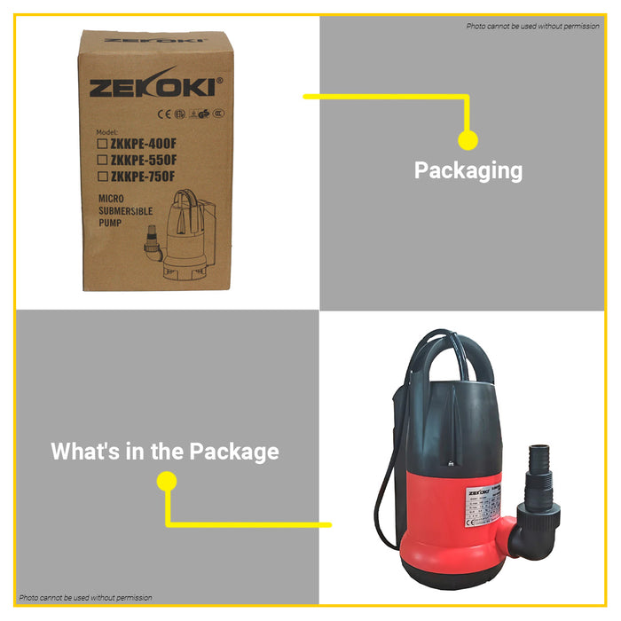 Zekoki 0.55HP / 0.75HP / 1HP Dirty Water Micro Submersible Pump Compact Wastewater Sump Transfer Drain Pump SOLD PER PIECE