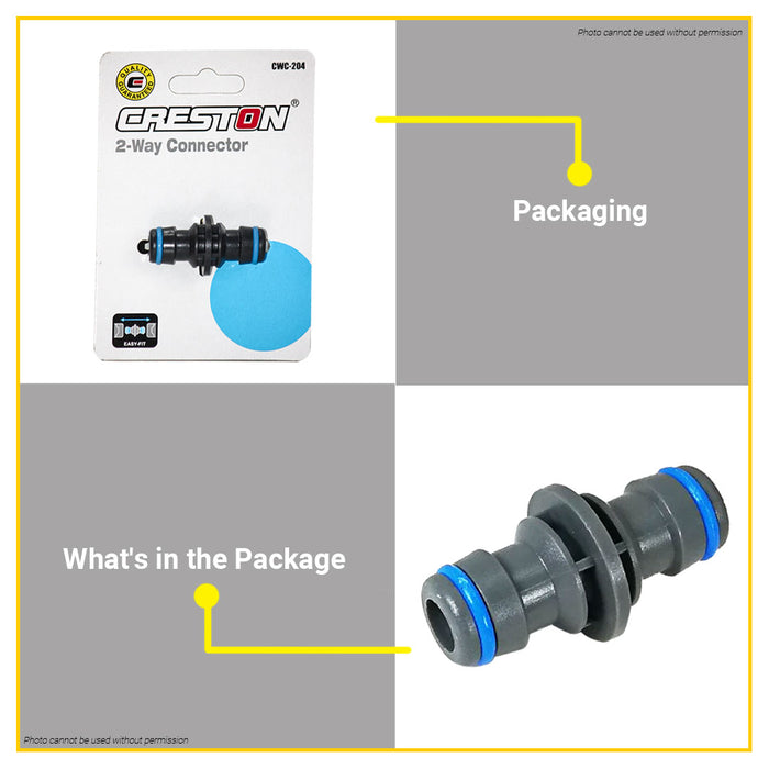 BUILDMATE Creston Two Way Connector Quick Connectors for Garden Hose Fitting Water Adapter CWC-204 •
