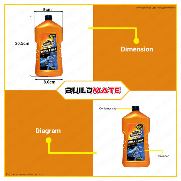 BUILDMATE Armor All 500ML Speed Wax Spray On Detailer Contains Carnauba Wax Enhances Shine and Protection, Removes Dirt and Grime Between Washes Cleaner Cleaning Tools Car Care E303219000 •