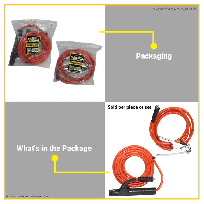 BUILDMATE Brand 300A 7 Meters Electrode Welding Holder Clamp Cable Set #25 Electrode Support Grip Hand Clamp For MMA Welding Machine BM-HB-7M