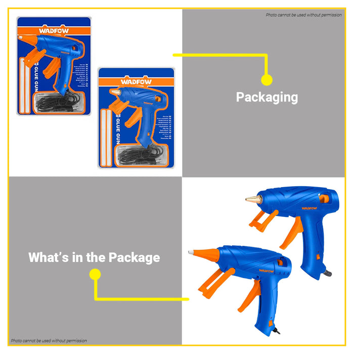 BUILDMATE Wadfow Electric Hot Melt Glue Gun 8W / 15W / 25W Adhesive Multipurpose Applicator with 2pcs Glue Sticks for Arts Crafting DIY Projects - WHT