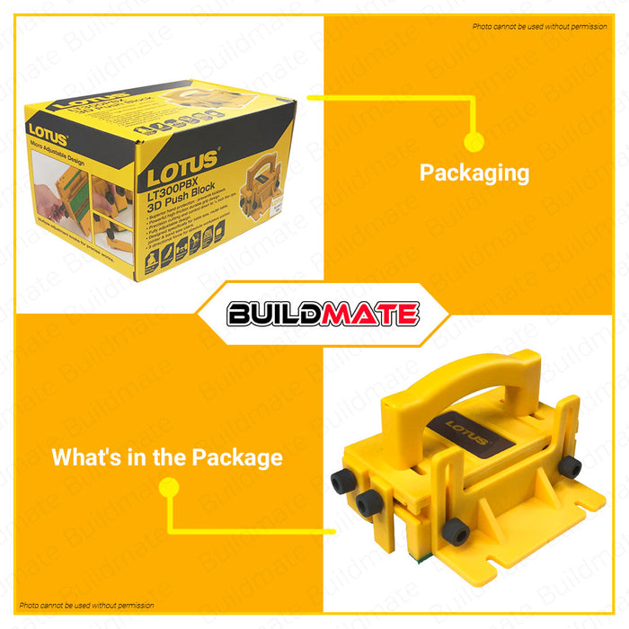 LOTUS 3D Push Block for Table Saw Router Jointer & Band Saw Machine Woodworking Accessories for Router Tables & Jointers Pushblock LT300PBX •BUILDMATE• LUTOS