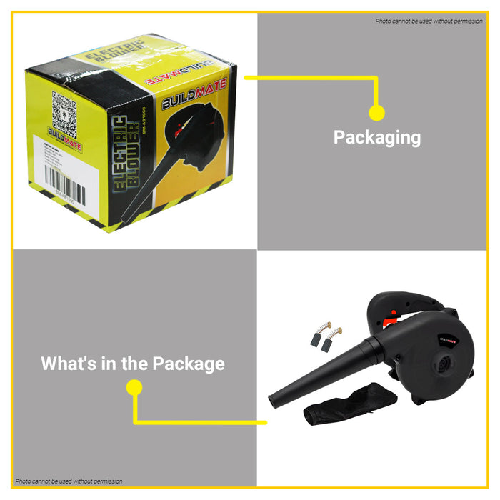 Buildmate Brand Electric Air Blower 1000W Hand Operated Dust Cleaner Blow Machine with Dust Bag AB1000 - IPT