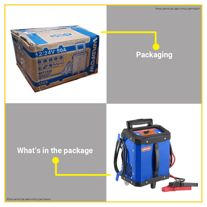 BUILDMATE Wadfow Inverter Battery Charger 12V / 24V Automotive Fast Charging Backup Power Inverter Charger WBY1A50 - WPT