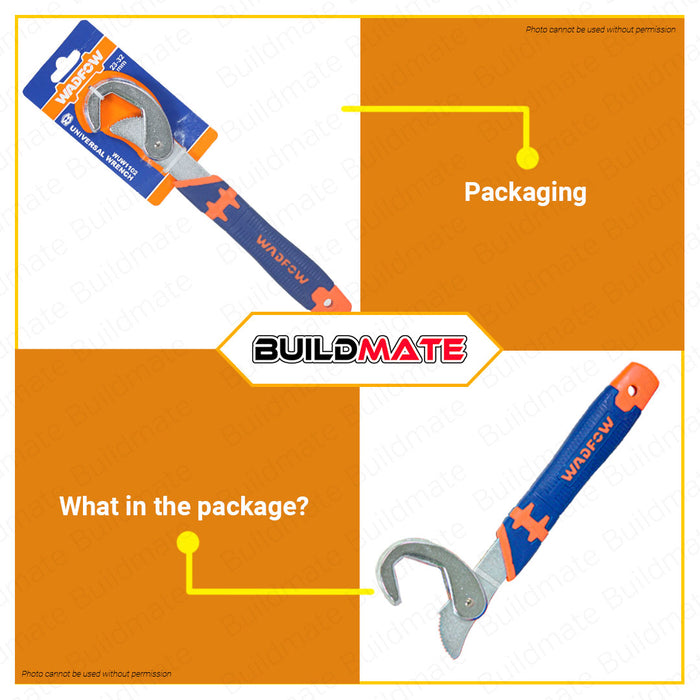 BUILDMATE Wadfow Universal Wrench Single / Double Open End Multi-Function Adjustable Ratchet Spanner Pipe Wrench Hand Tool WUW1102 / WUW1101 - WHT