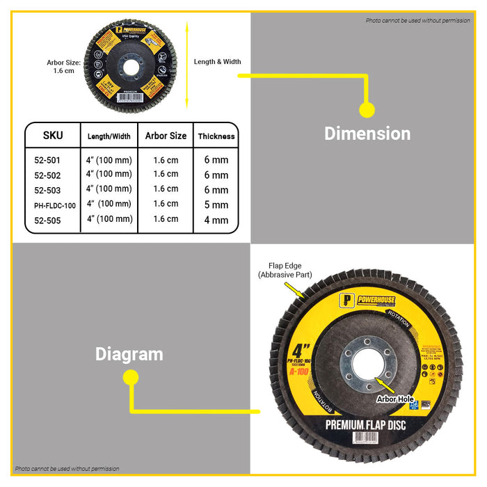 BUILDMATE Powerhouse Premium Flap Sanding Disc Flat Type 100x16mm Finishing Sanding Tool Wheel for Metal SOLD PER PIECE - PTAA