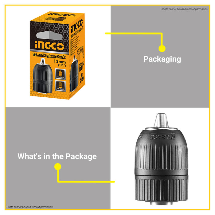 BUILDMATE Ingco Keyless Drill Chuck 2-13mm Quick Change Adapter for Cordless and Impact Drill KCL1301 - IHT