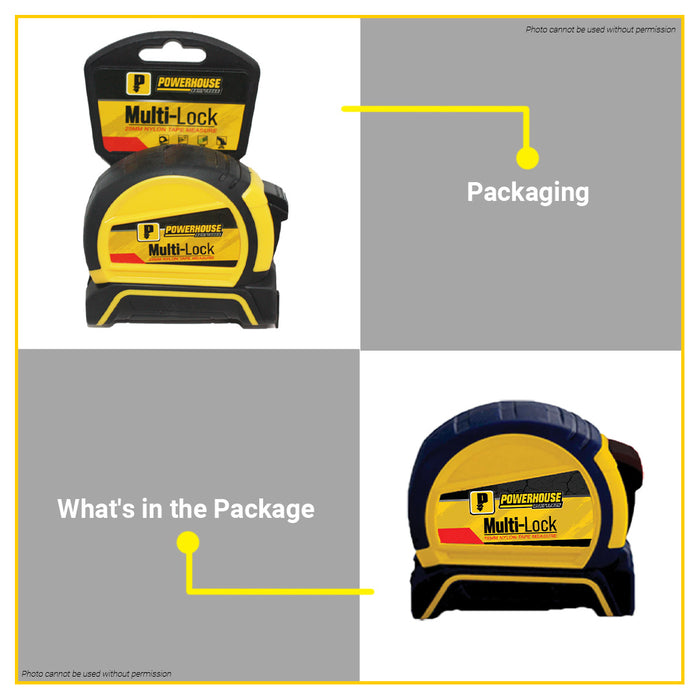 POWERHOUSE Multi Lock Nylon Tape Measure 3m | 5m | 8m SOLD PER PIECE •BUILDMATE• PHHT