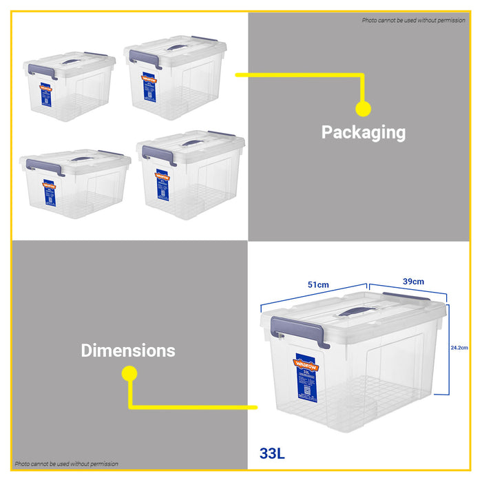 BUILDMATE Wadfow Clear Organizer Storage Box Transparent 33L - 87L Stackable Plastic Container - WHT