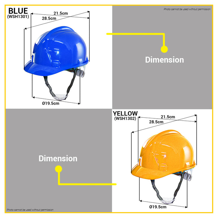 BUILDMATE Wadfow Safety Helmet Blue | Yellow | White | Red Working Cap Worker Hard Hat Head Gear WHT