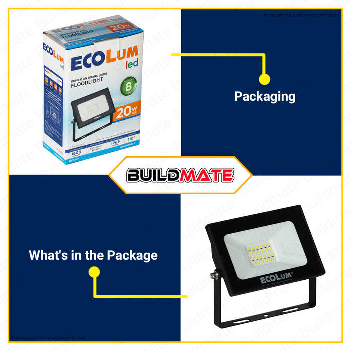 BUILDMATE Ecolum LED Driver On Board Floodlight (DOB) 20W / 30W / 50W Outdoor Security Solar Street LED Light SOLD PER PIECE
