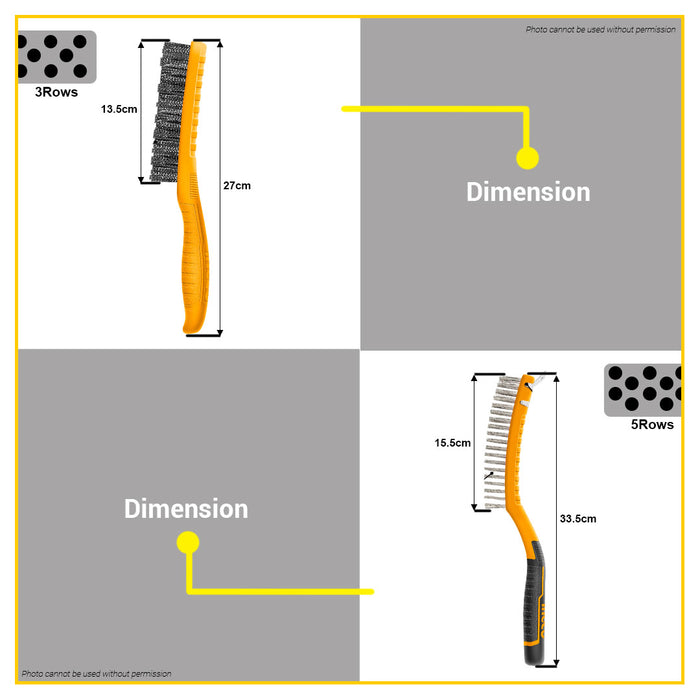 BUILDMATE Ingco Steel Wire Brush 270mm - 340mm Metal Derustung Polishing Cleaner Rust Scrub Removal Cleaning Tools - IHT