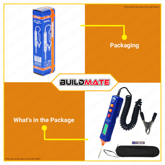 BUILDMATE Wadfow Automotive Circuit Test 300V CAT III Pointed Screwdriver Electric Pen AC Voltage Tester Test Light Circuit Tester Pen Voltage Detector Pen Circuit Tester Tool Hand Tool WTP5501 • WHT