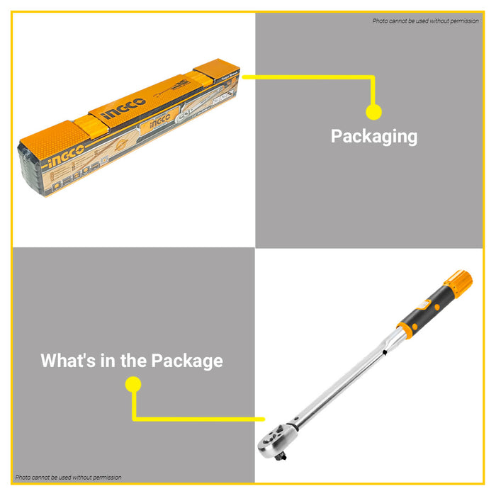 BUILDMATE Ingco 1/2" Inch Easy Adjustable Torque Wrench for Automotive Maintenance HPTW200N1 - IHT