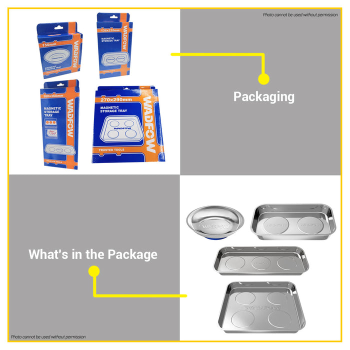 WADFOW Magnetic Storage Tray Round & Rectangular Stainless Steel Ideal For Bolts, Nuts & Screw SOLD PER PIECE WHT