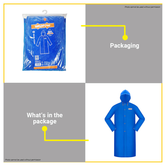 BUILDMATE Wadfow Rain Coat 120cm L | XL | XXL [SOLD PER PIECE] PVC Hooded Reflective Raincoat Waterproof Kapote with Adjustable Hat Cord WRC200L | WRC20XL | WRC2XXL • WHT