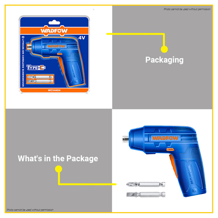 BUILDMATE Wadfow Lithium-Ion Cordless Screwdriver 4V Rechargeable Handheld Cordless Driver Tool Kit WCV4401 / WCV4404 - WCPT