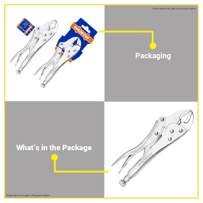 BUILDMATE Wadfow Curved Jaw Locking Plier 10" Inches Nickel Plated Wire Cutter Vice Grip Wrench Pliers Hand Tool WLP1110 / WLP1C10 - WHT