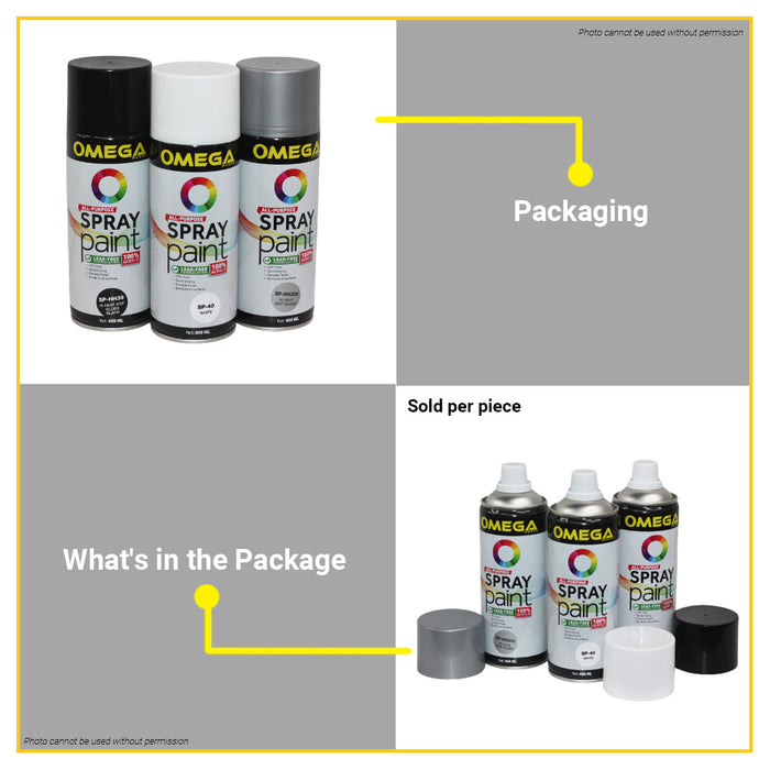 BUILDMATE Omega All-Purpose Spray Paint 400ml Lead Free Formulation Quick Drying Acrylic Spray Finish for Automotive Industrial & DIY Painting SOLD PER PIECE