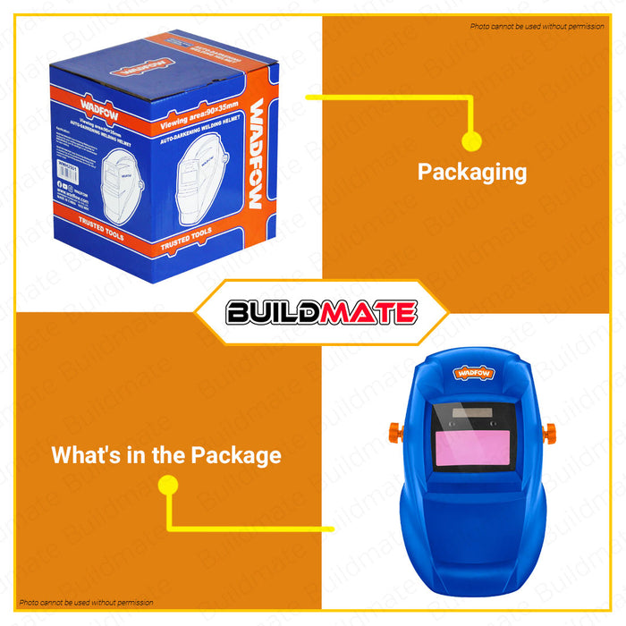 BUILDMATE Wadfow Auto Darkening Welding Helmet Solar Cell Power Dark Safety Eye Head Protection Welding Mask Gear Shield Helmet Glasses Safe Weld Visor WWH2501 • WHT