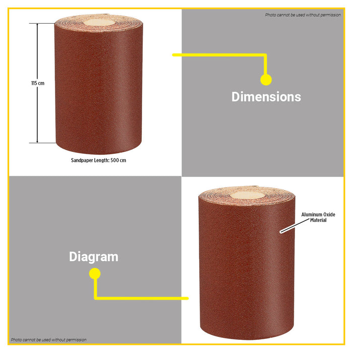 BUILDMATE Ingco Sandpaper Grit 11.5x500cm Aluminum Oxide Abrasive Finishing Sheets Polishing Sanding Rolls Paper SOLD PER PIECE - IHT