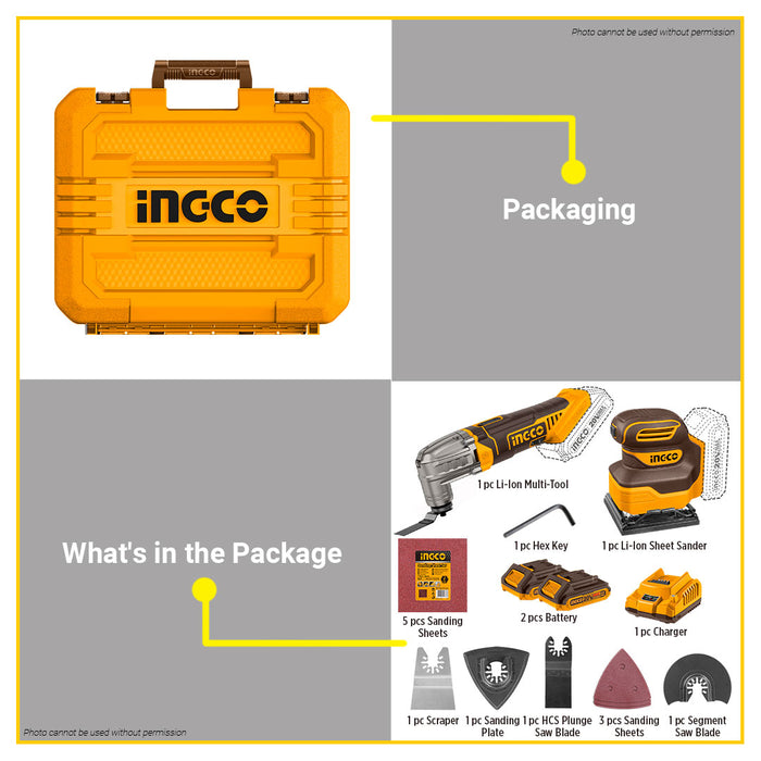 Tagliasiepe Ingco 2 In 1 A Batteria LI-ION - Leggero E Potente