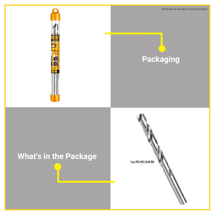BUILDMATE Ingco M2 HSS Drill Bit 135° Tip Angle Metalworking Twist Drilling Bit for Metal DBT11105081 - IHT