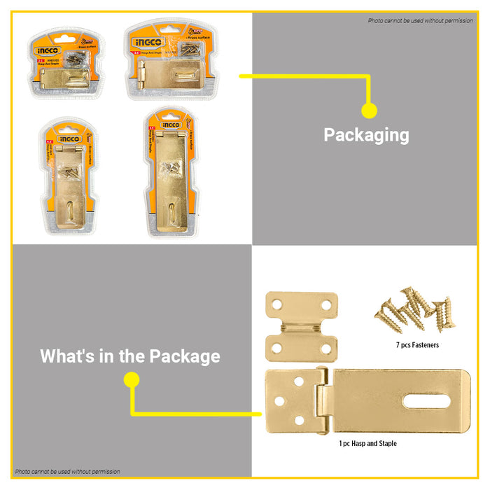 BUILDMATE Ingco Hasp and Staple 2.5" - 5.5" Safety Latches Anti-Theft Security Door Cabinet Lock Padlock Hasp Latch SOLD PER PIECE - IHT