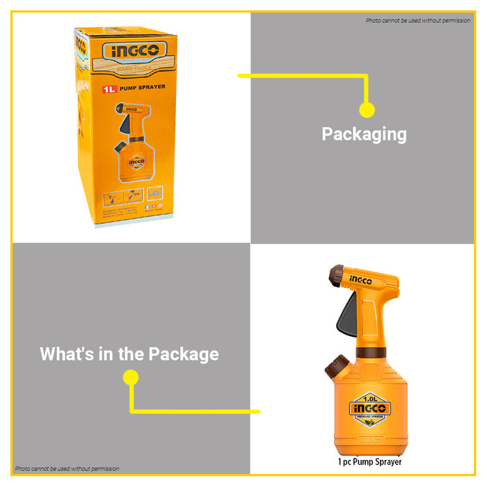 BUILDMATE Ingco Pump Sprayer 1L with Adjustable Nozzle Manual Handheld Portable Jet and Mist Garden Spray Bottle HSPP30102 - IHT