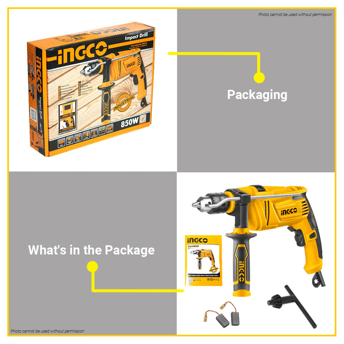 BUILDMATE Ingco Impact Drill 810W / 850W Electric Hammer Drill Keyed Chuck Concrete Drilling and Hammering Impact Barena Power Tool - IPT