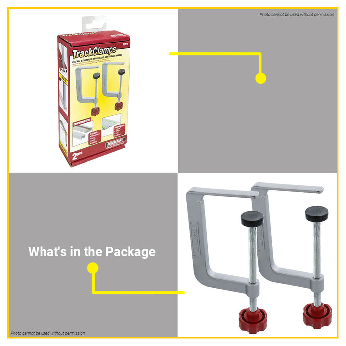 BUILDMATE Milescraft 2pcs Track Clamps 4" Inch Track Guides and T-Tracks Securing Locking Clamp  #4021