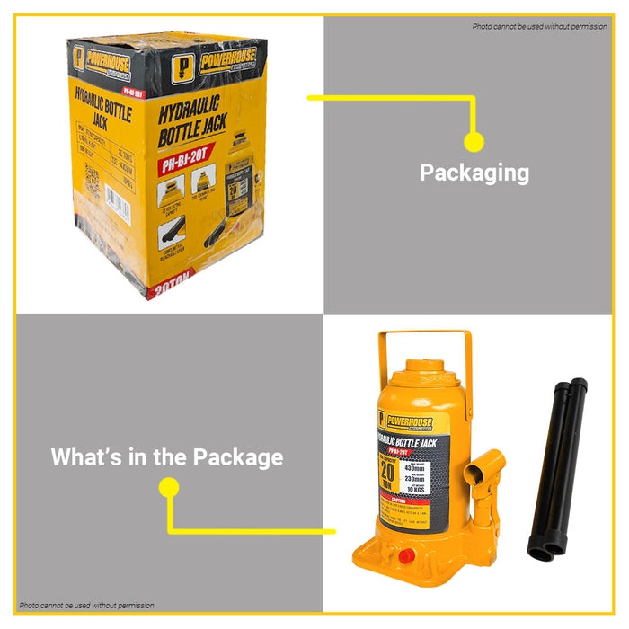 POWERHOUSE 20 TONS Hydraulic Bottle Jack •BUILDMATE• PHHT