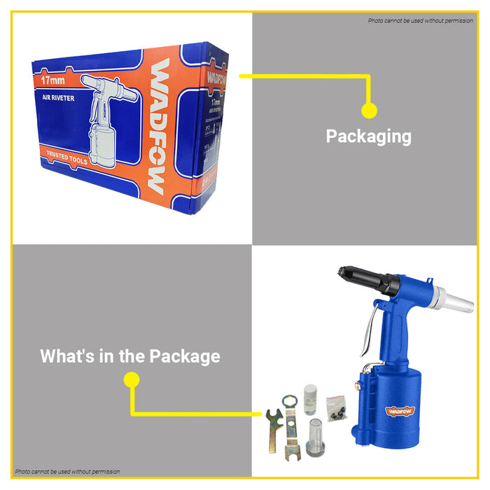 BUILDMATE Wadfow Air Riveter 17MM Working Stroke Pneumatic Air Rivet Gun Power Tool WAT6517 - WPT