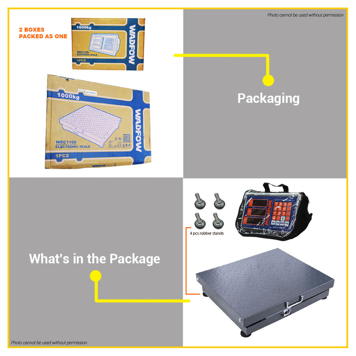 BUILDMATE Wadfow Rechargeable Electronic Digital Weighing Platform Scale 1000kg Industrial Measuring Scale Timbangan WEC1100 - WPT