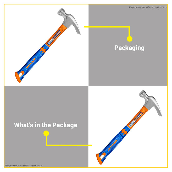 BUILDMATE Wadfow Long Handle Claw Hammer 400mm Drop-Forged Hammer Head Woodworking Repair Hand Tools WHM336L - WHT